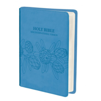 Picture of NIV Bible Luxleather Aqua Blue Protea