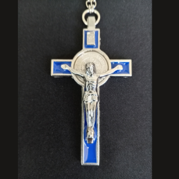 Picture of Cross, With Chain (Small) Blue & Silver Enamel